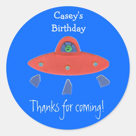 Freundliche Alien Geburtstagsfavorit Runder Aufkleber (Vorderseite)