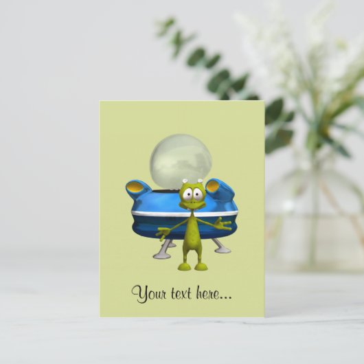 Freundliche Alien Postkarte (Stehend Vorderseite)
