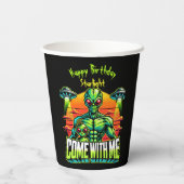 Freundliche Außerirdischen Entdecken Sie kosmische Pappbecher (Rückseite)