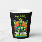 Freundliche Außerirdischen Entdecken Sie kosmische Pappbecher (Vorderseite)