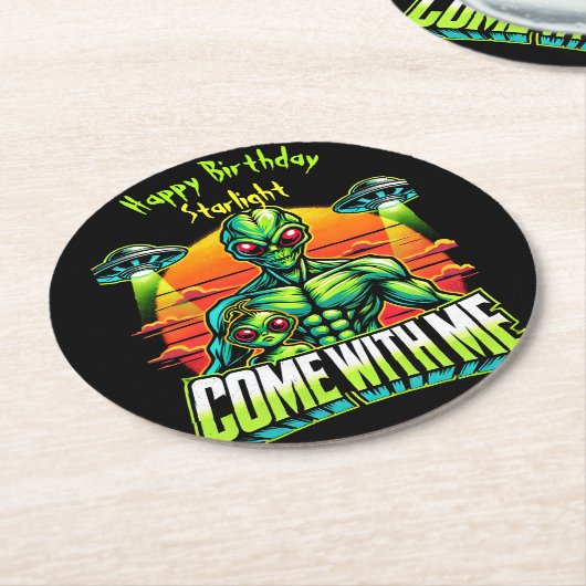 Freundliche Außerirdischen Entdecken Sie kosmische Runder Pappuntersetzer (Angewinkelt)