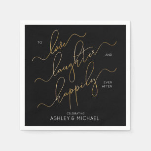 Freundliche Black & Gold-Engagement-Party Serviette