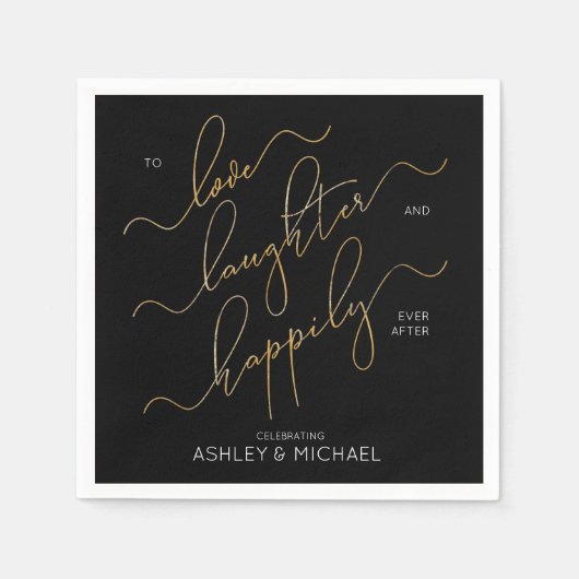 Freundliche Black & Gold-Engagement-Party Serviette (Vorderseite)