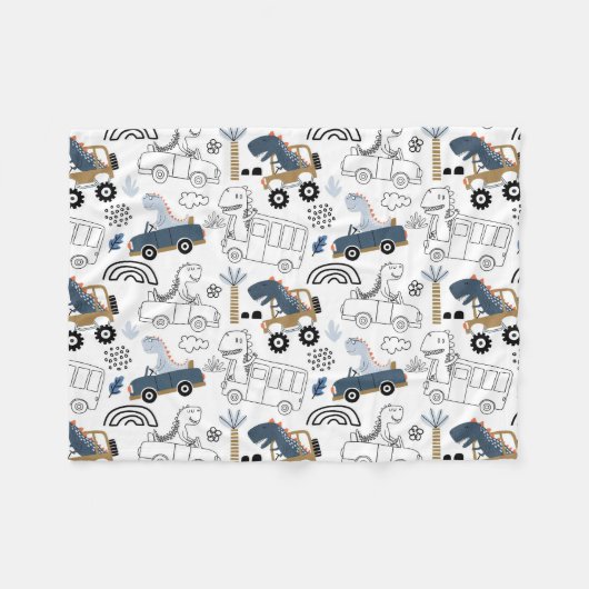 Freundliche Dinosaurier in Cars Pattern Fleecedecke (Vorderseite (Horizontal))