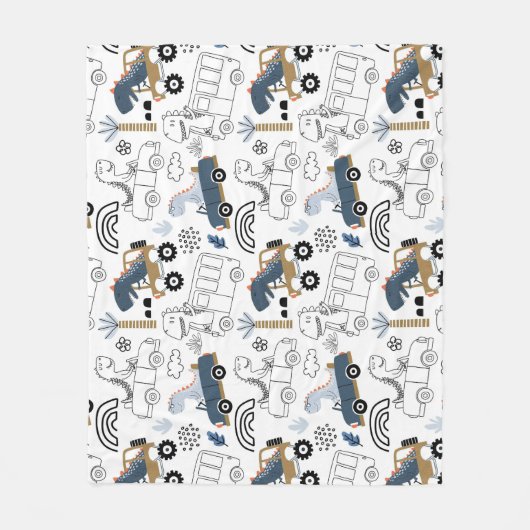 Freundliche Dinosaurier in Cars Pattern Fleecedecke (Vorderseite)