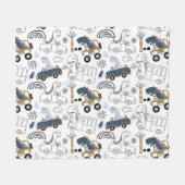 Freundliche Dinosaurier in Cars Pattern Fleecedecke (Vorderseite (Horizontal))