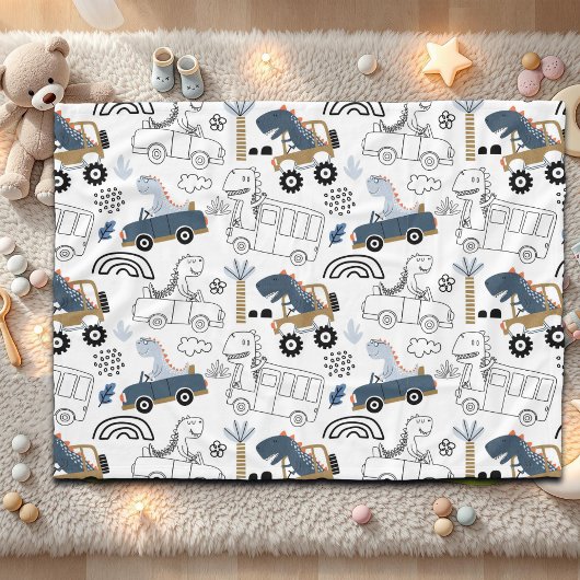Freundliche Dinosaurier in Cars Pattern Fleecedecke