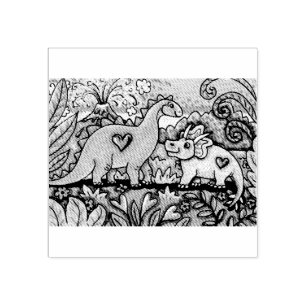 FREUNDLICHE DINOSAURS RUBBER-BRIEFMARKE GUMMISTEMPEL