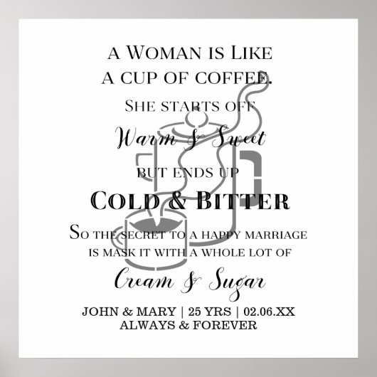 Freundliche Ehe wie Kaffeejubiläum mit Namen Poster (Vorne)