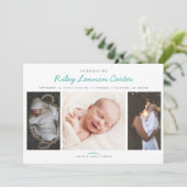 Freundliche Einführung Foto Geburtsankündigung Ankündigung (Stehend Vorderseite)