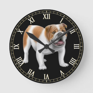 Freundliche englische Bulldoggen-Wanduhr Runde Wanduhr