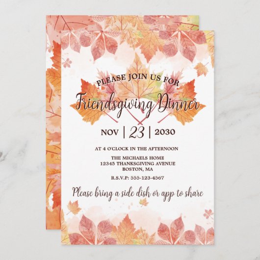 Freundliche Erntedank-Dinner Einladung (Vorne/Hinten)