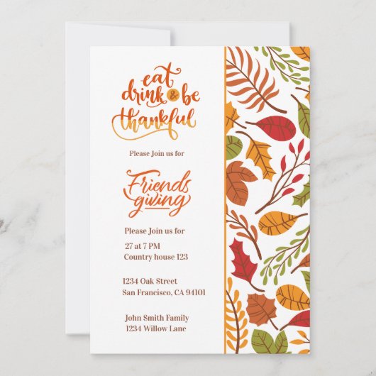 Freundliche Erntedank-Dinner Einladung (Vorderseite)