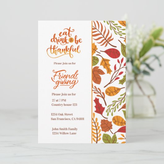 Freundliche Erntedank-Dinner Einladung (Stehend Vorderseite)