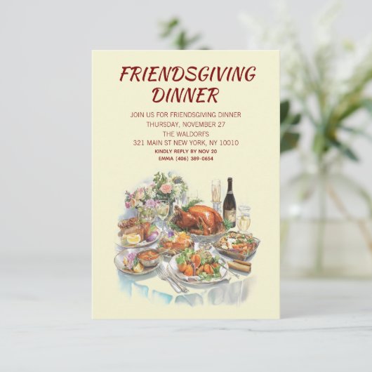 Freundliche Erntedank-Dinner Einladung (Stehend Vorderseite)