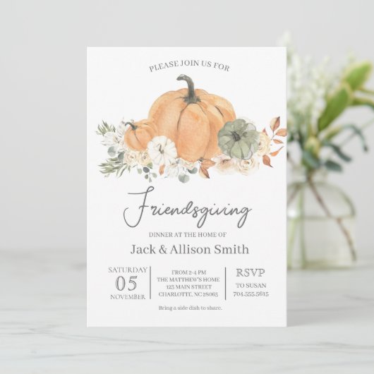 Freundliche Erntedank-Dinner Einladung (Stehend Vorderseite)