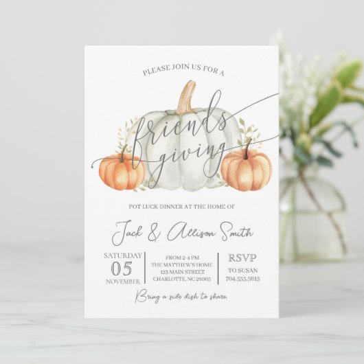 Freundliche Erntedank-Dinner Einladung (Stehend Vorderseite)