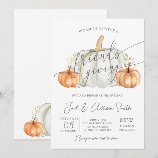 Freundliche Erntedank-Dinner Einladung (Vorne/Hinten)