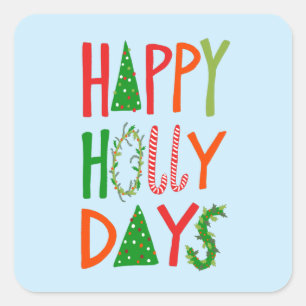 FREUNDLICHE FERIENTAGE Sweet Holiday Xmas Weihnach Quadratischer Aufkleber