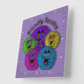 Freundliche Fuzzles Niedliche Wappenplatz-Uhr Quadratische Wanduhr (Winkel)