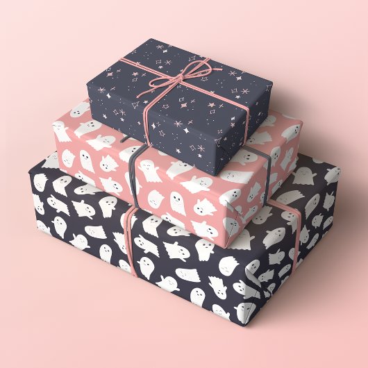 Freundliche Geister und Glitzern Halloween-Muster Geschenkpapier Set