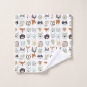 Freundliche Gesichter | Süße Tier Portraits Badhandtuch Set (Waschlappen)