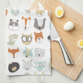 Freundliche Gesichter | Süße Tier Portraits Geschirrtuch (Viertel Falte)