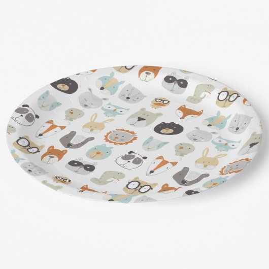 Freundliche Gesichter | Süße Tier Portraits Pappteller (Schrägansicht)