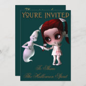 Freundliche Ghost Halloween-Party Einladung (Vorne/Hinten)