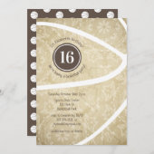 Freundliche Goldbasketball-Geburtstagsfeier Einladung (Vorne/Hinten)