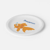 Freundliche Goldfisch-Illustration Pappteller (Schrägansicht)