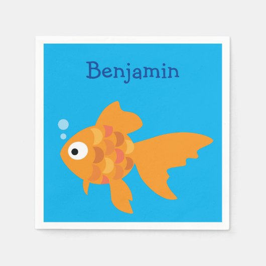 Freundliche Goldfisch-Illustration Serviette (Vorderseite)