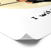 Freundliche Halloween Hexe auf Besen und schwarzer Poster (Ecke)