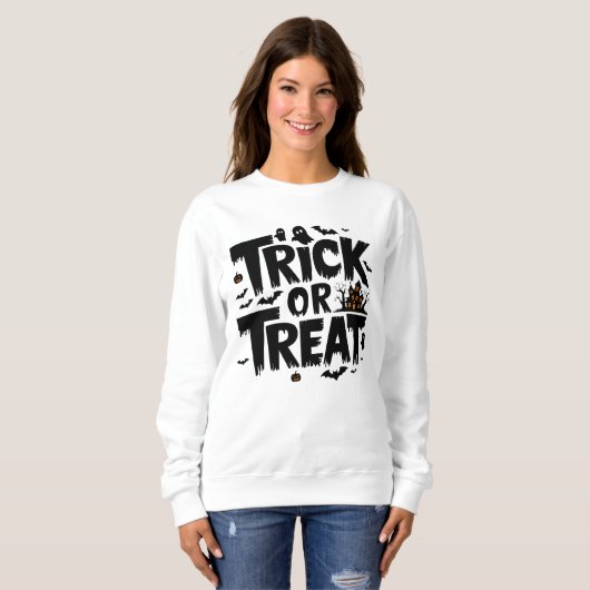 Freundliche Halloween Nacht mit Trick oder Leckerb Sweatshirt (Vorne ganz)