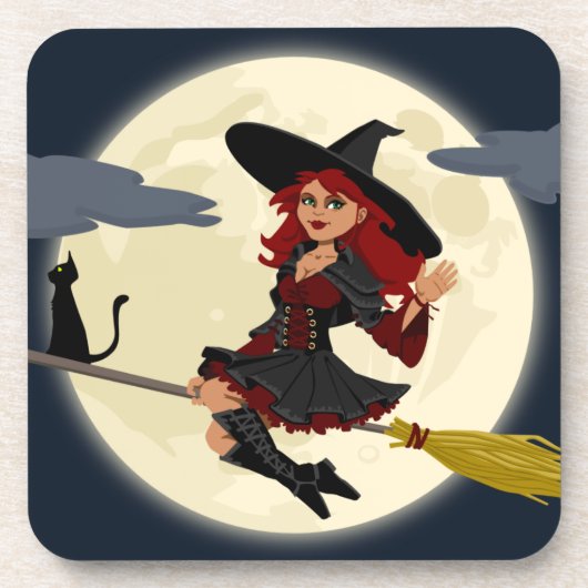 Freundliche Hexenkinder Getränkeuntersetzer (Vorderseite)
