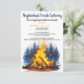 Freundliche Nachbarschaft Fireside Ansammlung Einladung (Stehend Vorderseite)