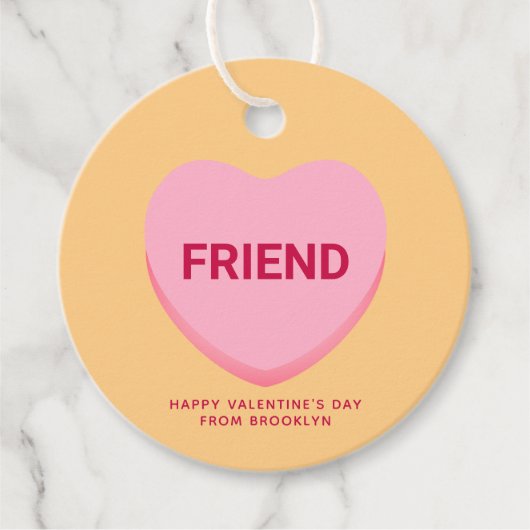 Freundliche orange rosa Konversation Herzstück Val Geschenkanhänger (Vorderseite)