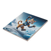 Freundliche Roboterkatze auf einem anderen eisigen Fliese (Seite)