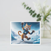 Freundliche Roboterkatze auf einem anderen eisigen Postkarte (Stehend Vorderseite)