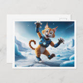 Freundliche Roboterkatze auf einem anderen eisigen Postkarte (Vorne/Hinten)