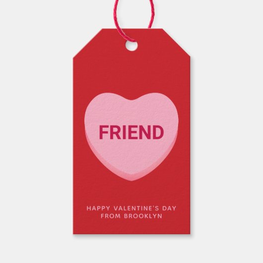 Freundliche rosa Konversation Herz Valentinstag Geschenkanhänger (Vorderseite)