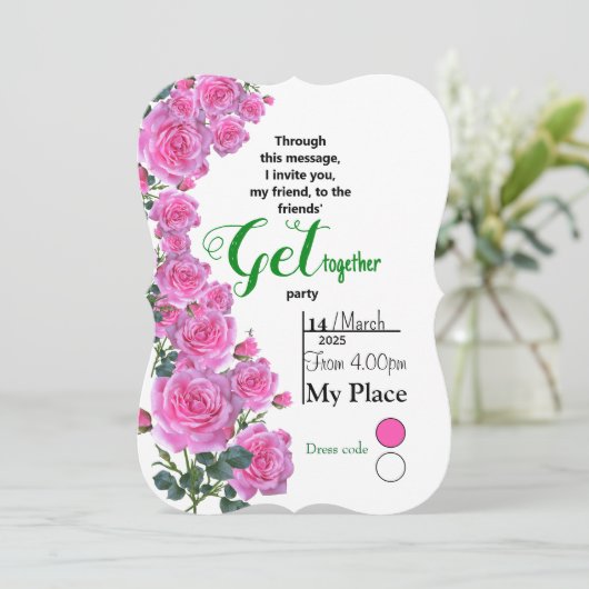 Freundliche Rose Einladung (Stehend Vorderseite)