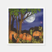 Freundliche Schwarze Katzen in Kürbispatch Hallowe Serviette (Vorderseite)