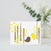Freundliche Vögel in Gelb Postkarte (Stehend Vorderseite)