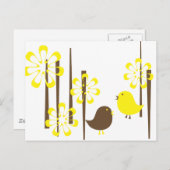 Freundliche Vögel in Gelb Postkarte (Vorne/Hinten)