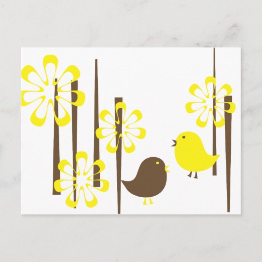 Freundliche Vögel in Gelb Postkarte (Vorderseite)