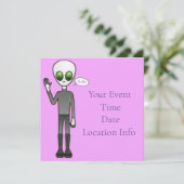 Freundliche Waving Alien Thunder_Cove Einladung (Stehend Vorderseite)