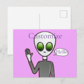 Freundliche Waving Alien Thunder_Cove Postkarte (Vorne/Hinten)
