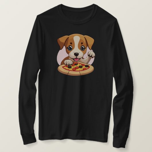 Freundliche Welpe, die Sie einlädt, Pizza zu teile T-Shirt (Design vorne)