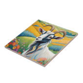 Freundliche Ziege mit farbenfrohen, lebhaften Hüge Fliese (Seite)